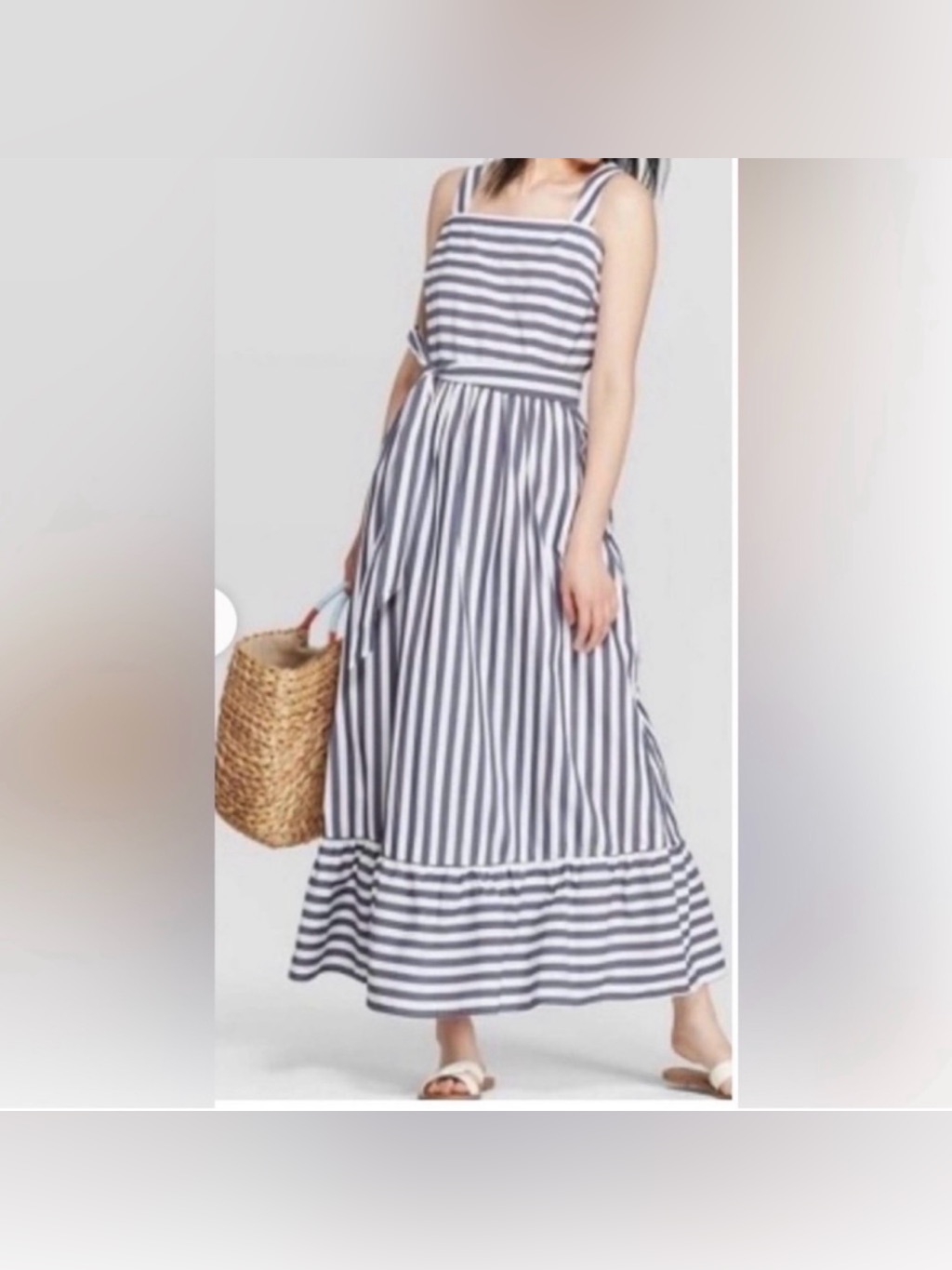 A New Day Navy And White Striped Sundress